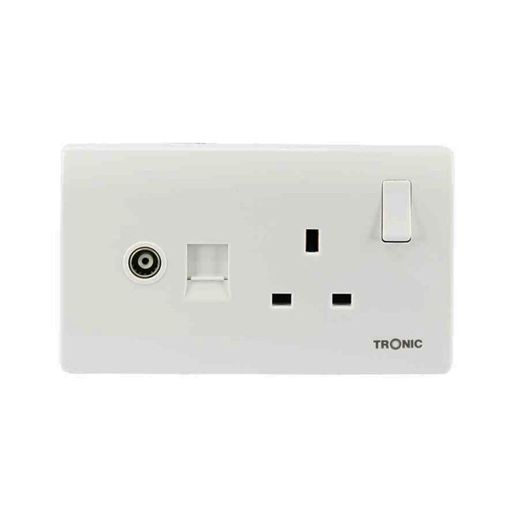 Tronic Single Socket with 1 Gang TV Socket and Data Socket - Tronic Tanzania