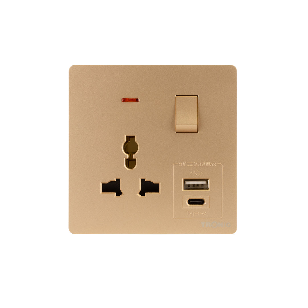Universal Single Switch Socket with USB + Type C – Tronic Tanzania
