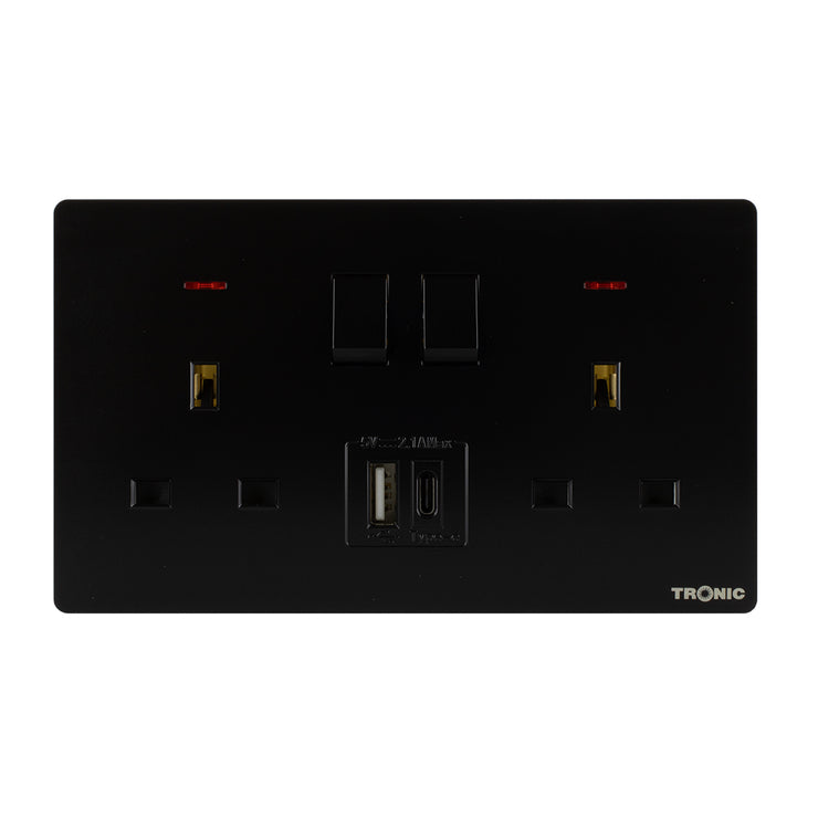 Twin Switch Socket with USB + Type C