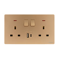 Twin Switch Socket with USB + Type C