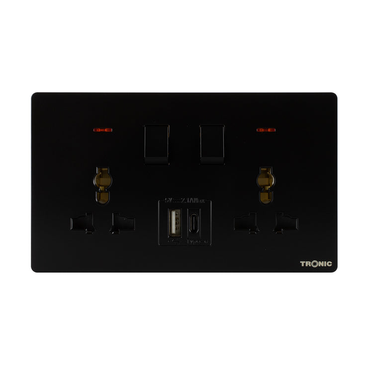 Universal Switch Socket Twin with USB + Type C