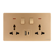 Universal Switch Socket Twin with USB + Type C